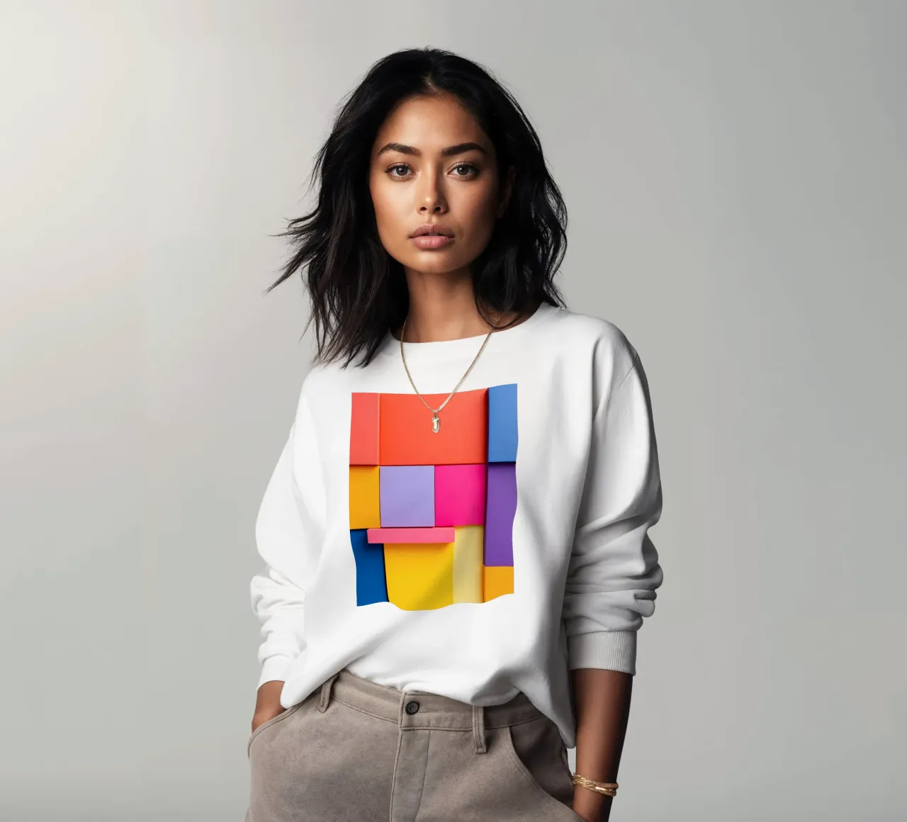 Colorful geometric shapes create a vibrant abstract design sweatshirt by DesignDoodle