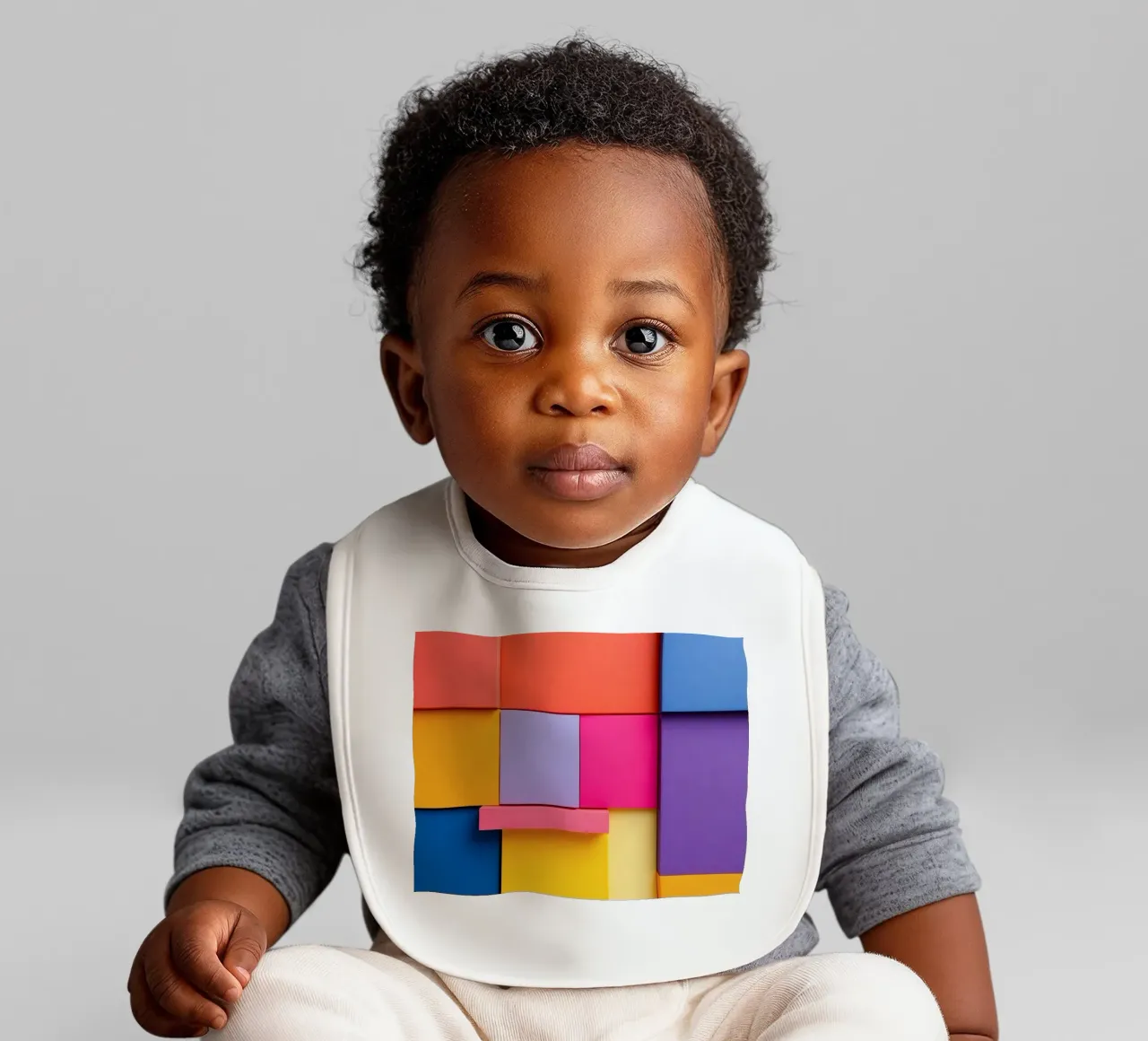 Forme geometriche colorate creano un vivace design astratto bavaglino da DesignDoodle