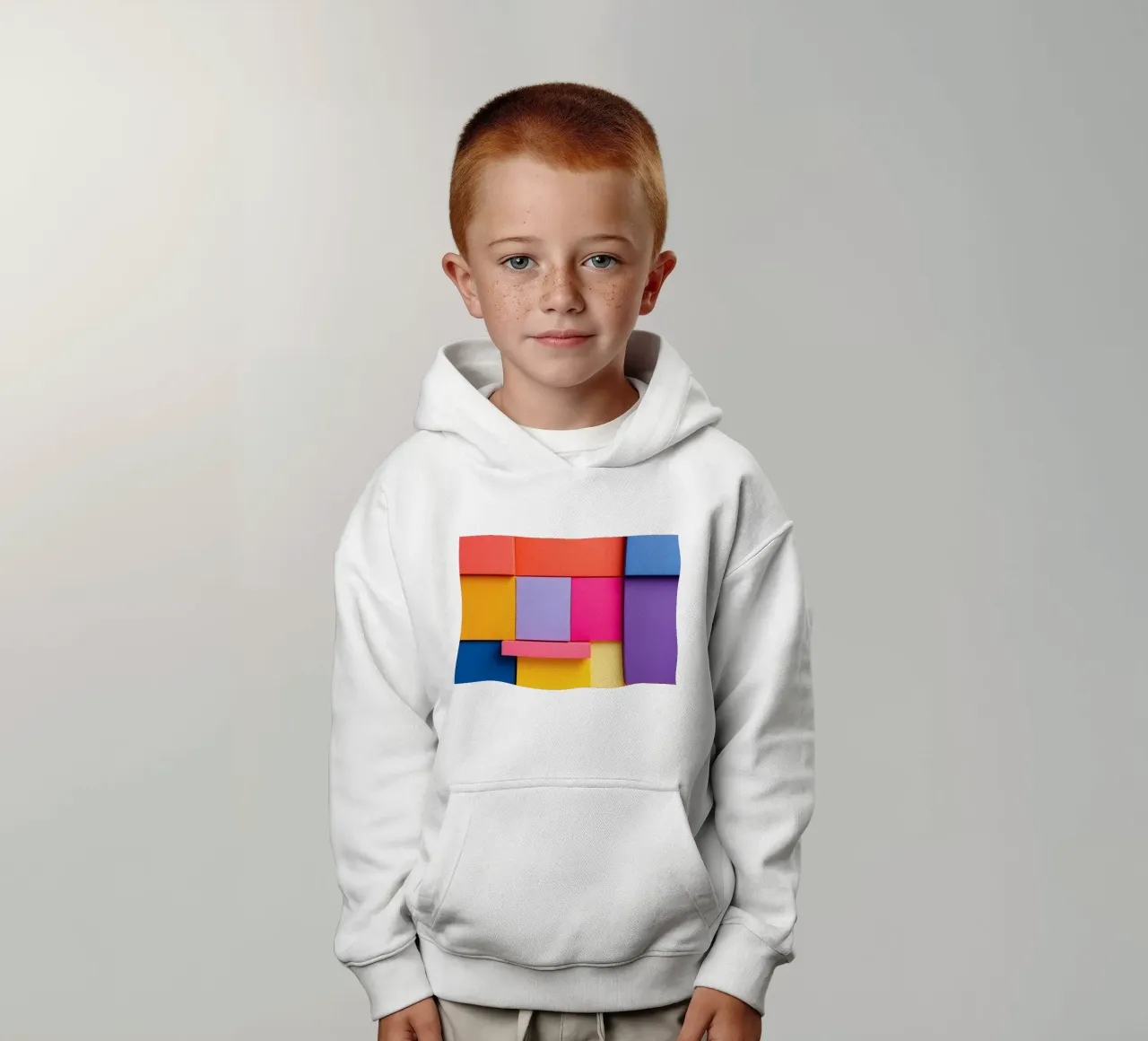 Forme geometriche colorate creano un vivace design astratto felpa bambino con cappuccio da DesignDoodle