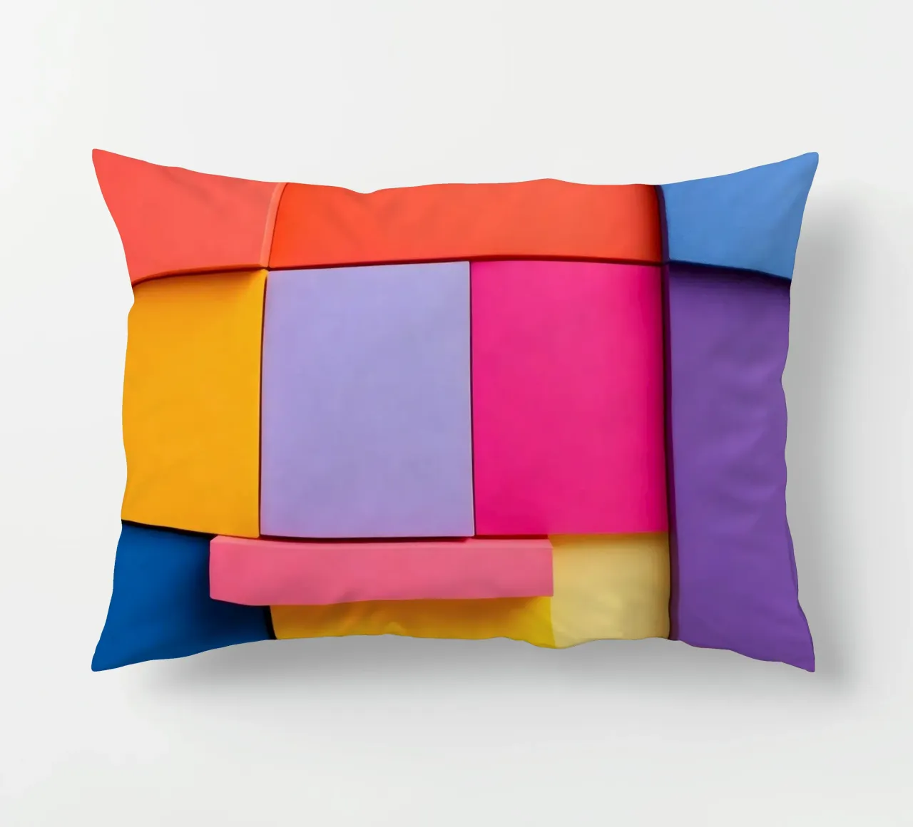Colorful geometric shapes create a vibrant abstract design decorative cushion by DesignDoodle