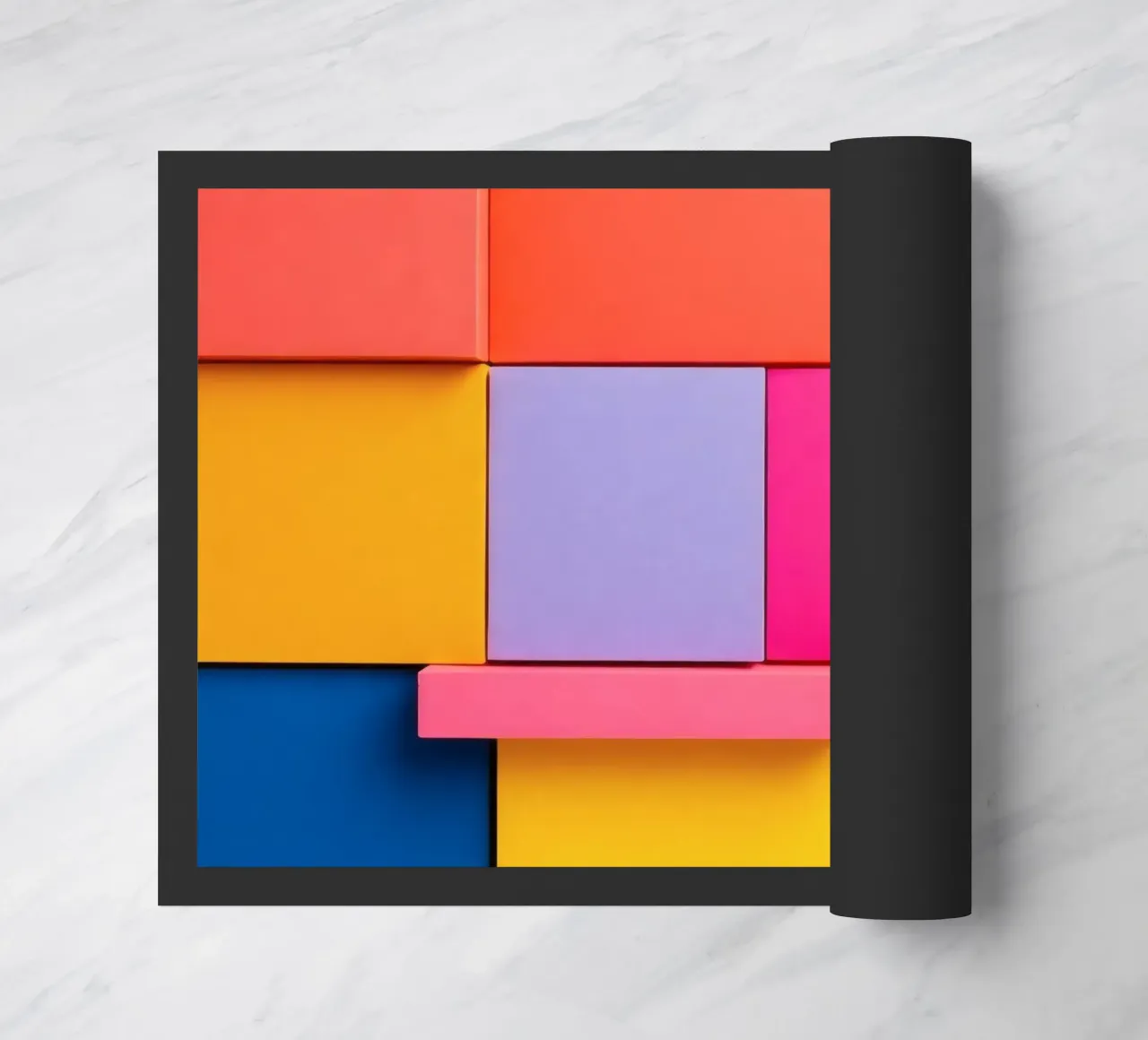 Forme geometriche colorate creano un vivace design astratto zerbino da DesignDoodle