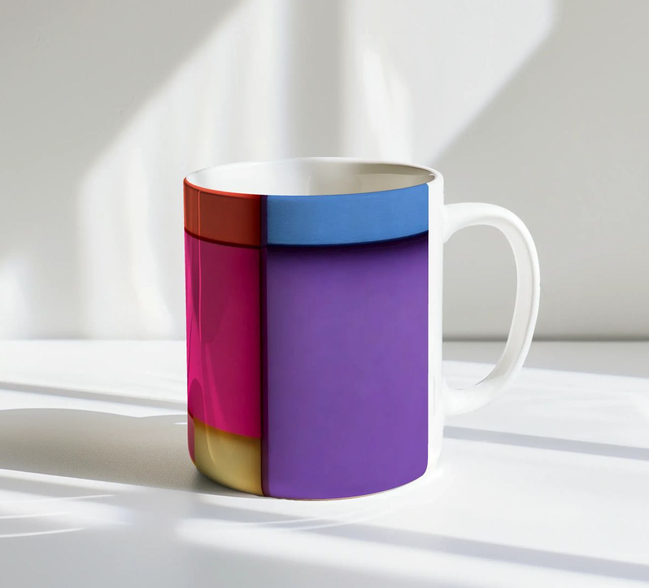Forme geometriche colorate creano un vivace design astratto tazza in ceramica da DesignDoodle