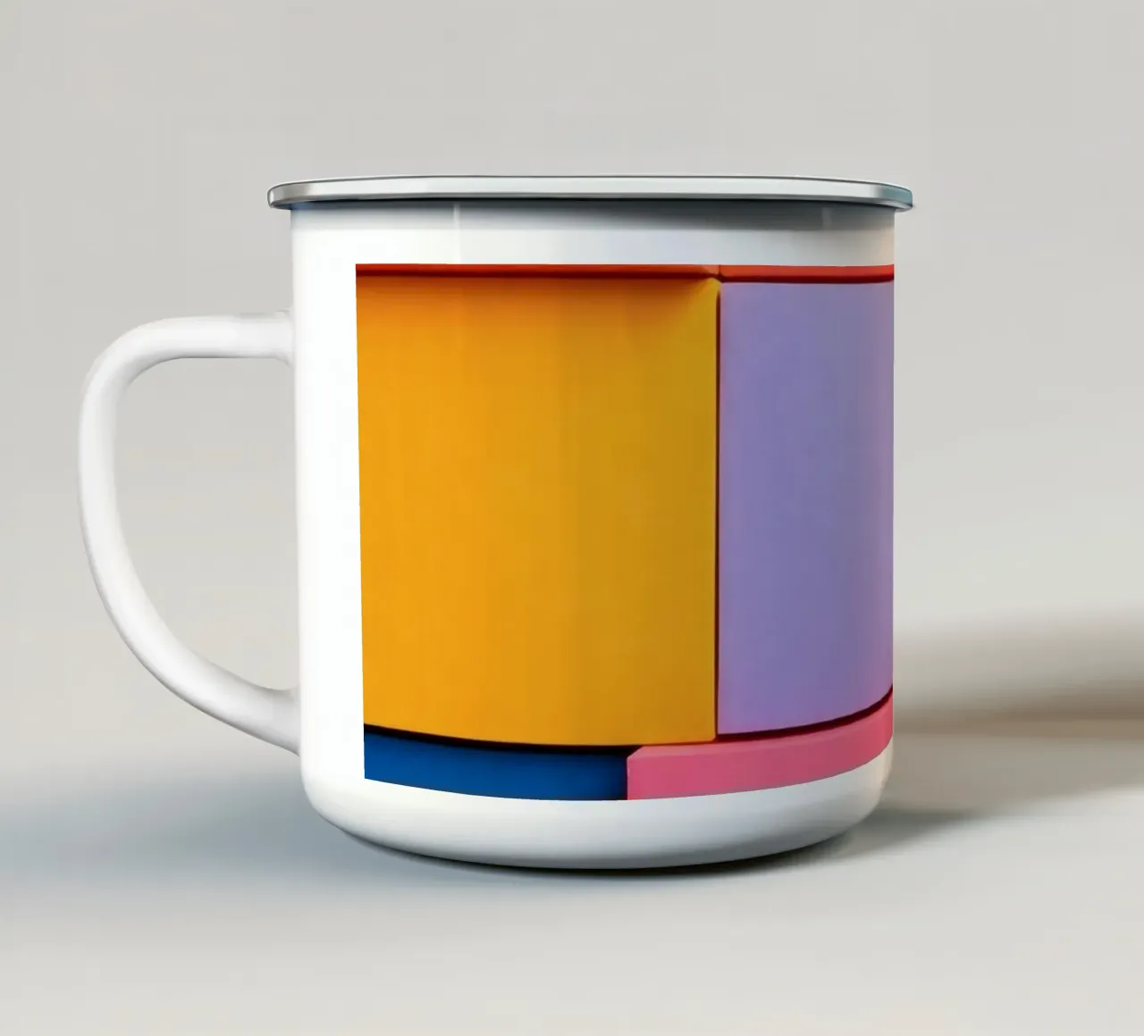 Kleurrijke geometrische vormen creëren een levendig abstract ontwerp emaille mok van DesignDoodle