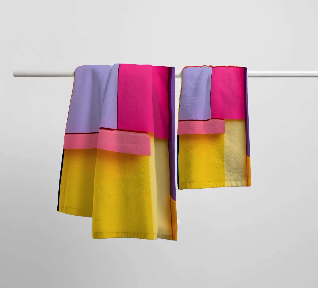 Colorful geometric shapes create a vibrant abstract design towel by DesignDoodle