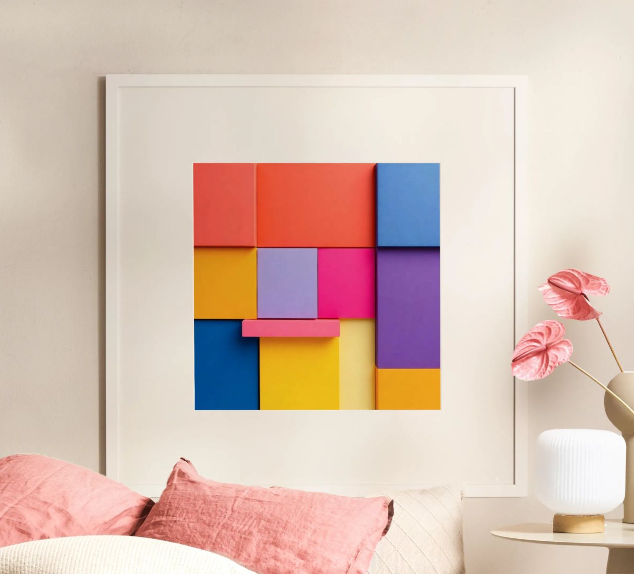 Forme geometriche colorate creano un vivace design astratto carta hahnemühle da DesignDoodle