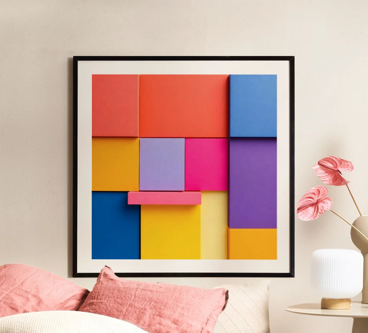 Forme geometriche colorate creano un vivace design astratto carta hahnemühle da DesignDoodle
