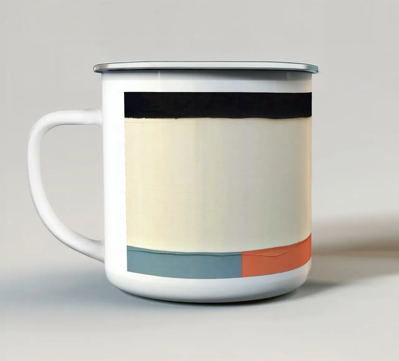 Abstracte compositie met geometrische vormen emaille mok van DesignDoodle