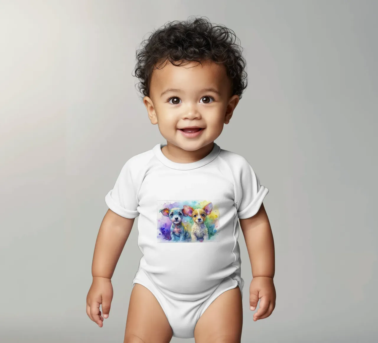 Cuccioli in acquerello body neonato maniche corte da ARTVI-SHOP