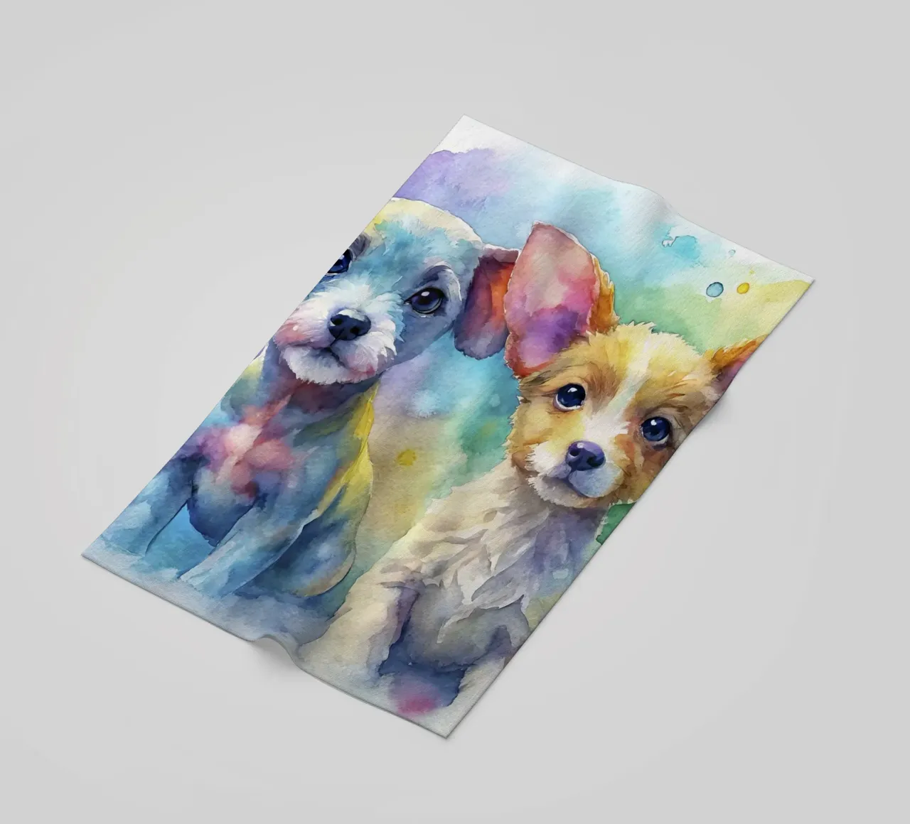 Cuccioli in acquerello telo mare da ARTVI-SHOP