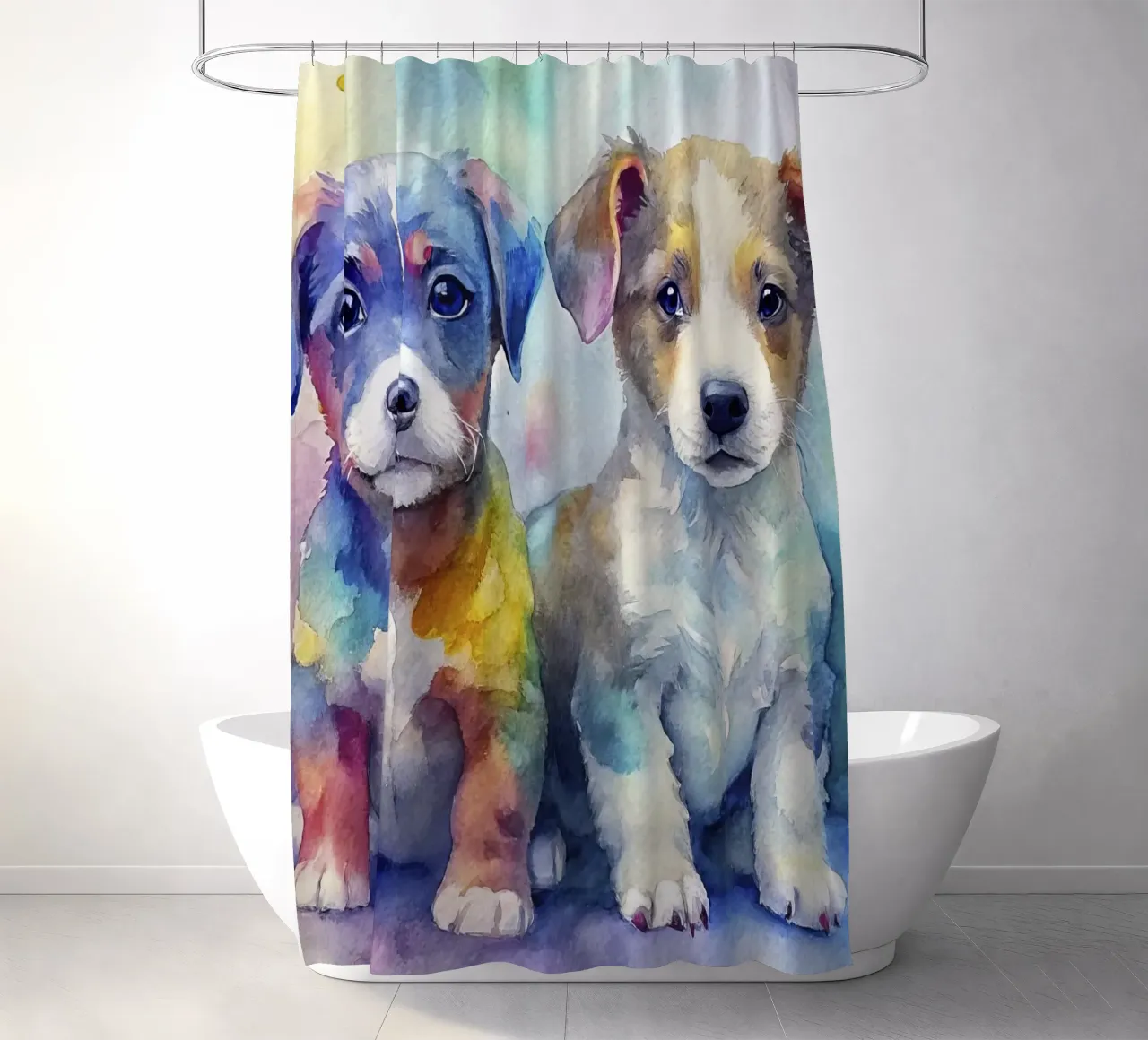 Cuccioli in acquerello tenda da doccia da ARTVI-SHOP