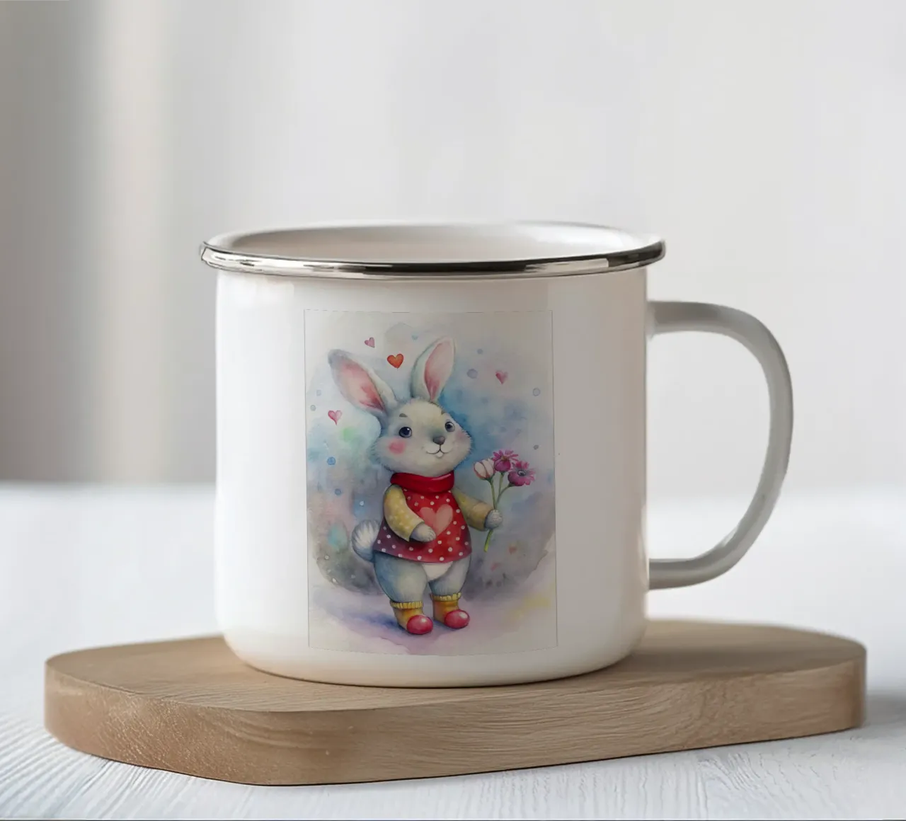 Coniglietto acquerellato tazza in smalto da 🎁 ARTVI-SHOP