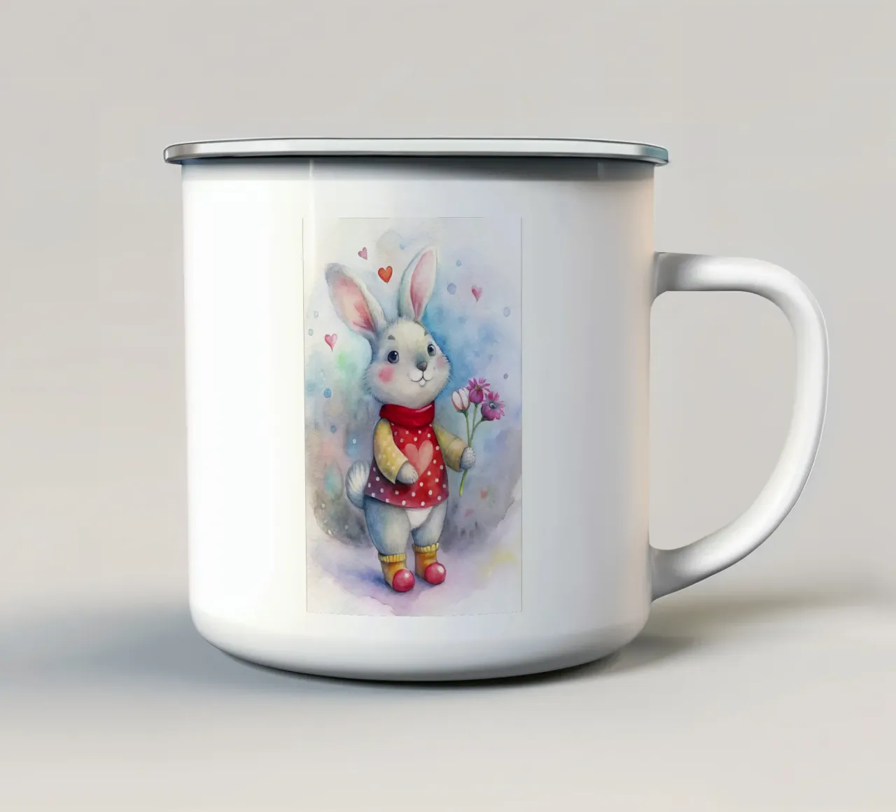 Coniglietto acquerellato tazza in smalto da 🎁 ARTVI-SHOP