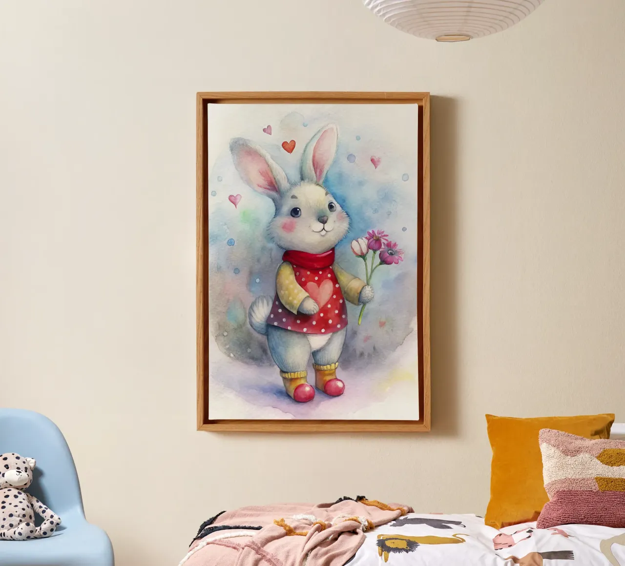 Aquarel konijntje canvas met Baklijst van 🎁 ARTVI-SHOP