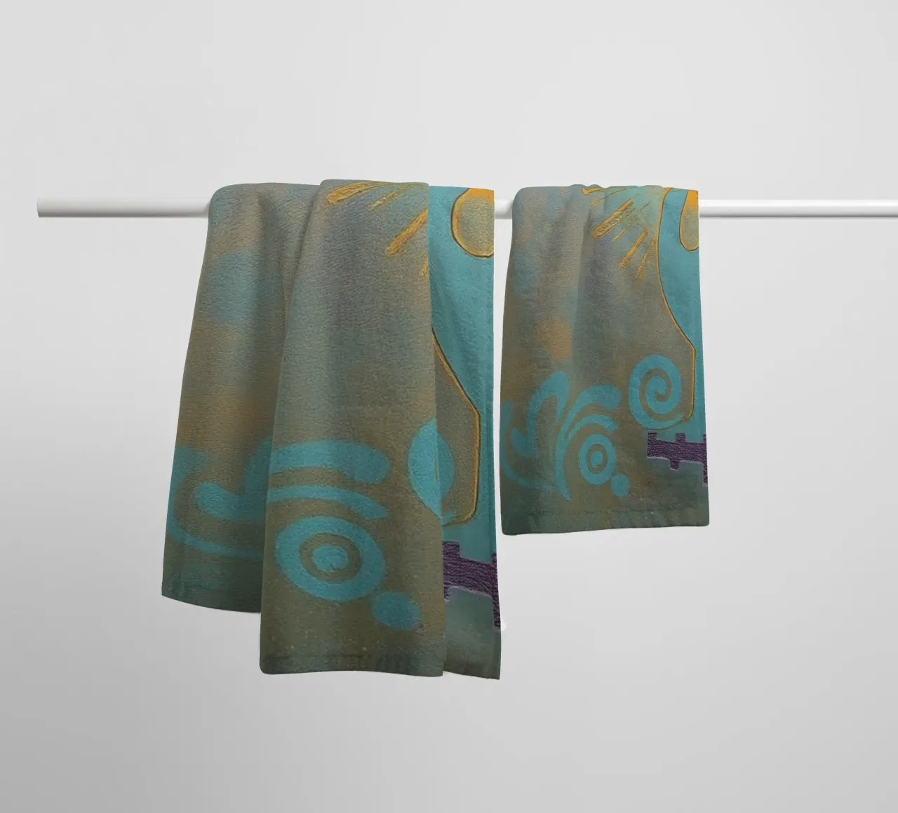 peinture murale représentant une main tenant une lune serviette de bain de DesignDoodle