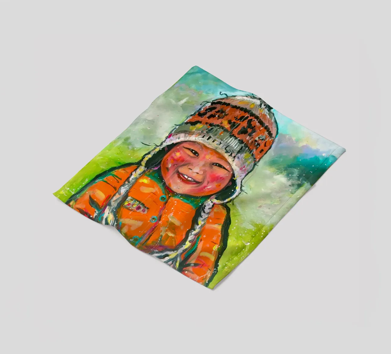 A Smile from Tibet fleece blanket by Happy 😃 Art 🎨 by Christine Schnoell