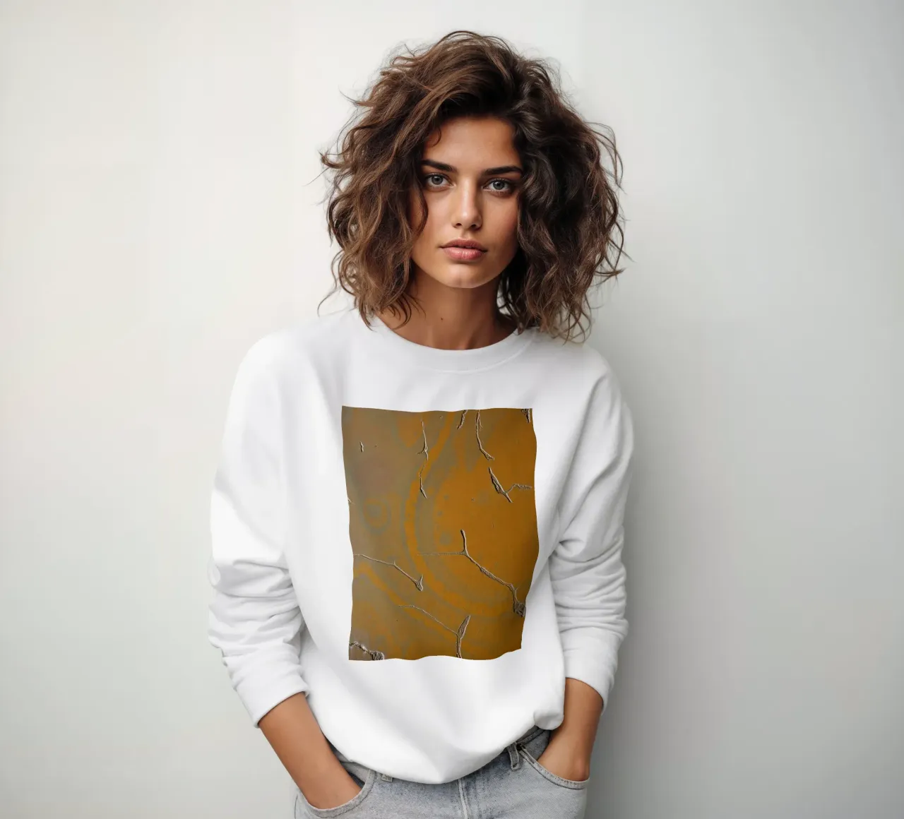 Textured surface shows cracks and patterns in warm tones sweatshirt by DesignDoodle