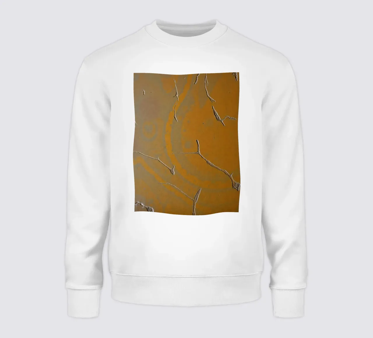 Textured surface shows cracks and patterns in warm tones sweatshirt by DesignDoodle