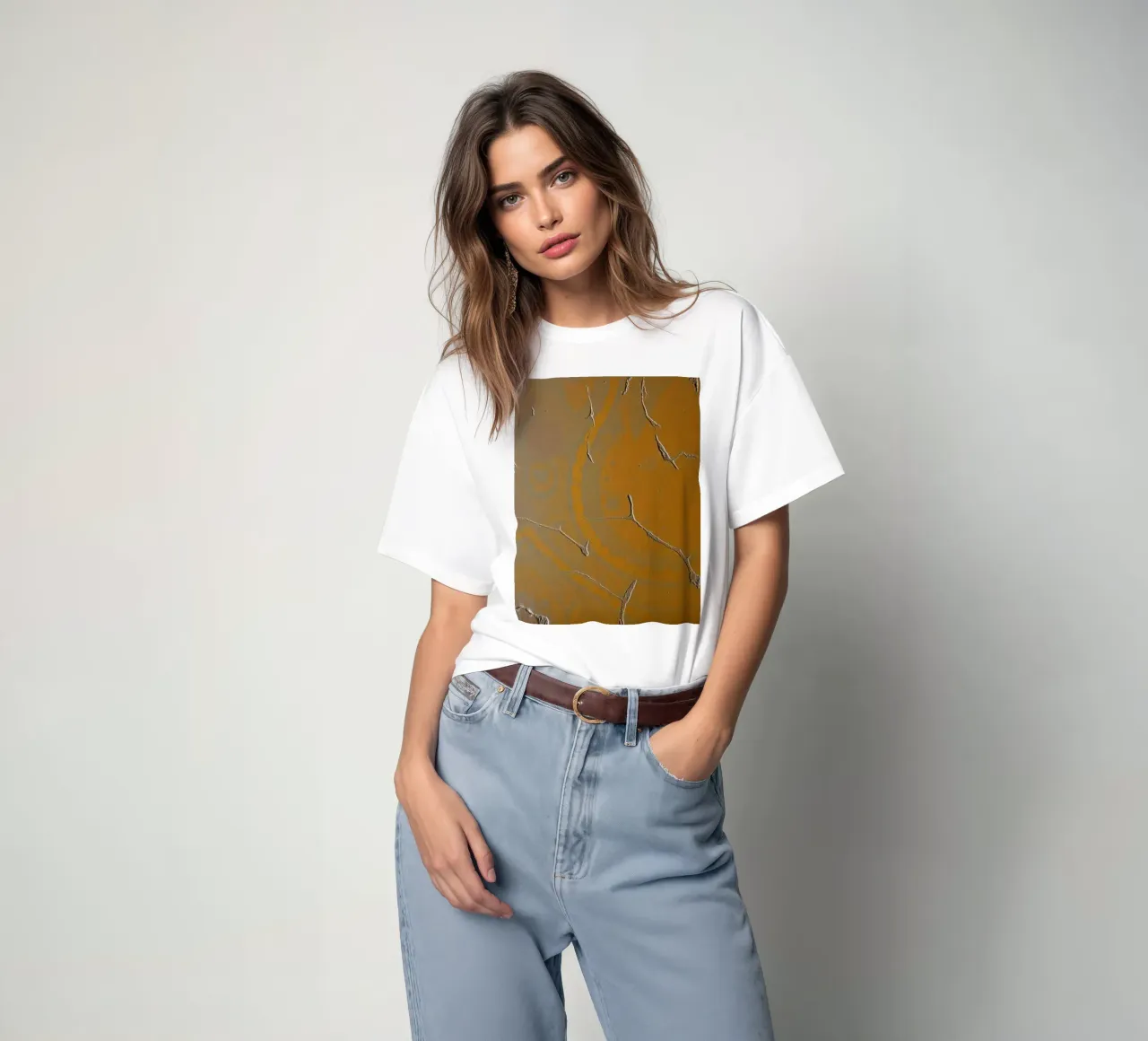 Textured surface shows cracks and patterns in warm tones t-shirt by DesignDoodle