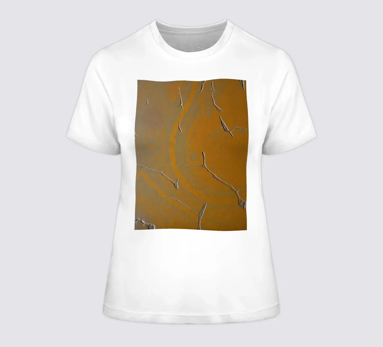 Textured surface shows cracks and patterns in warm tones women's fitted t-shirt by DesignDoodle