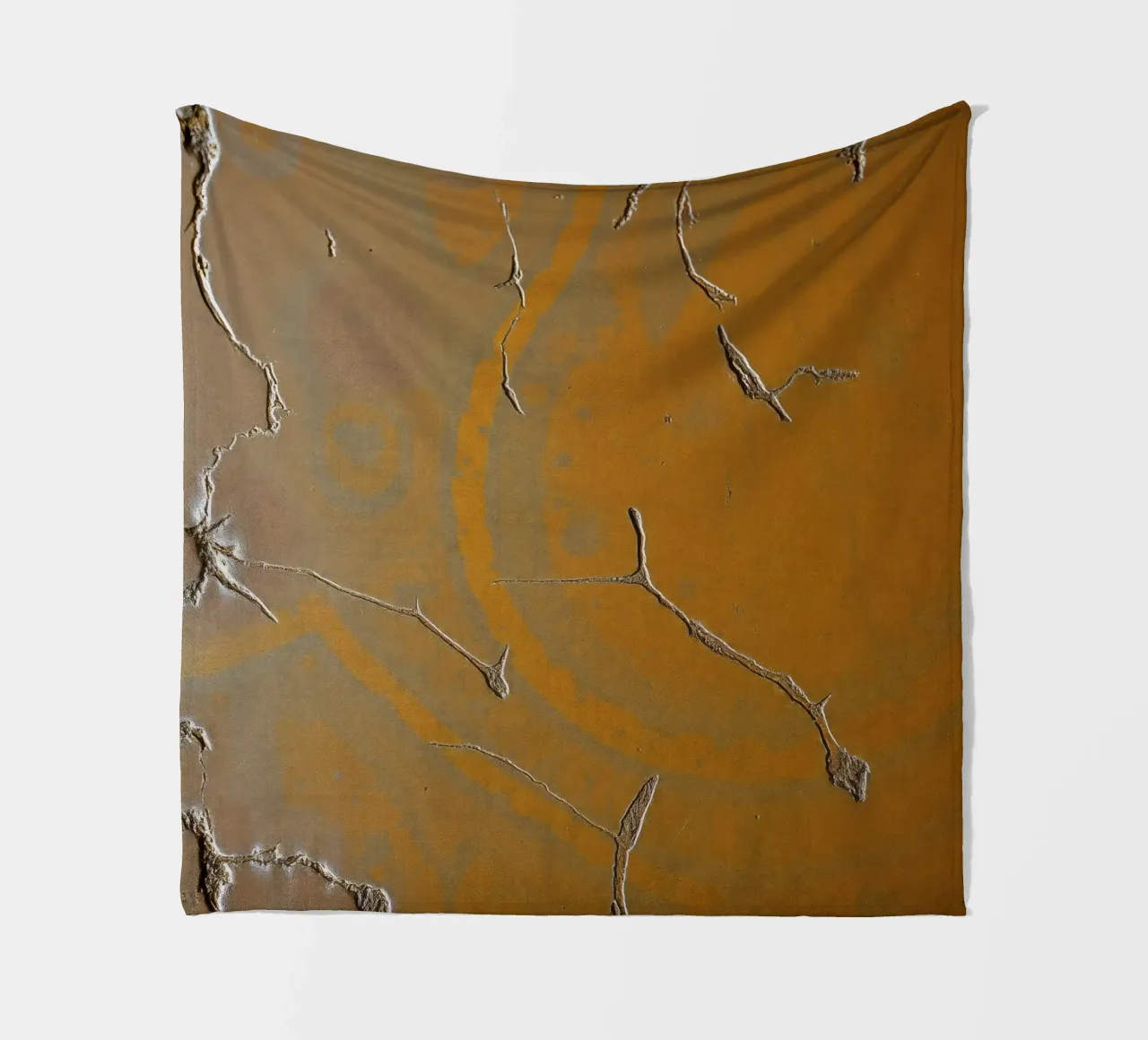 Textured surface shows cracks and patterns in warm tones fleece blanket by DesignDoodle