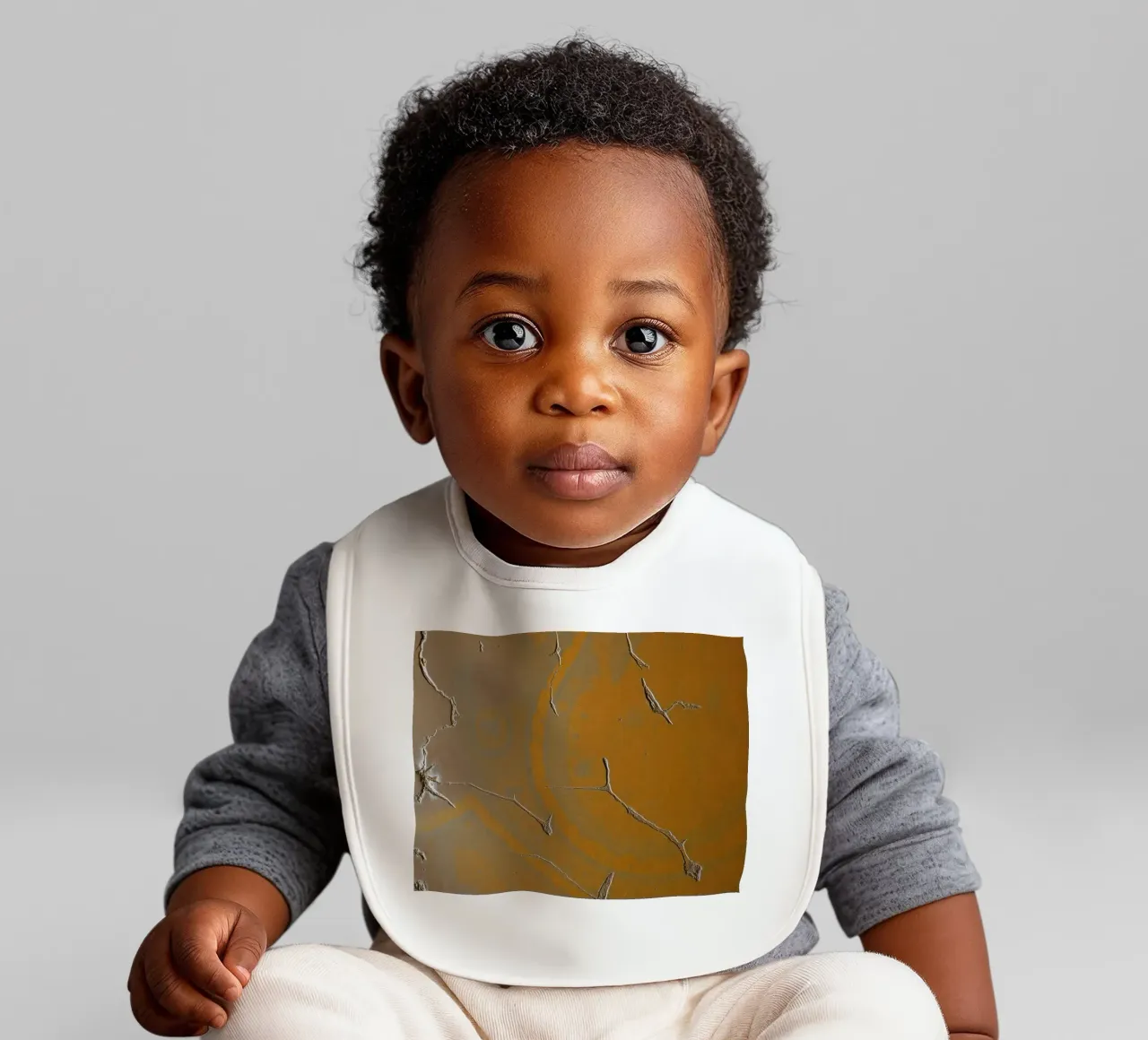Textured surface shows cracks and patterns in warm tones baby bib by DesignDoodle