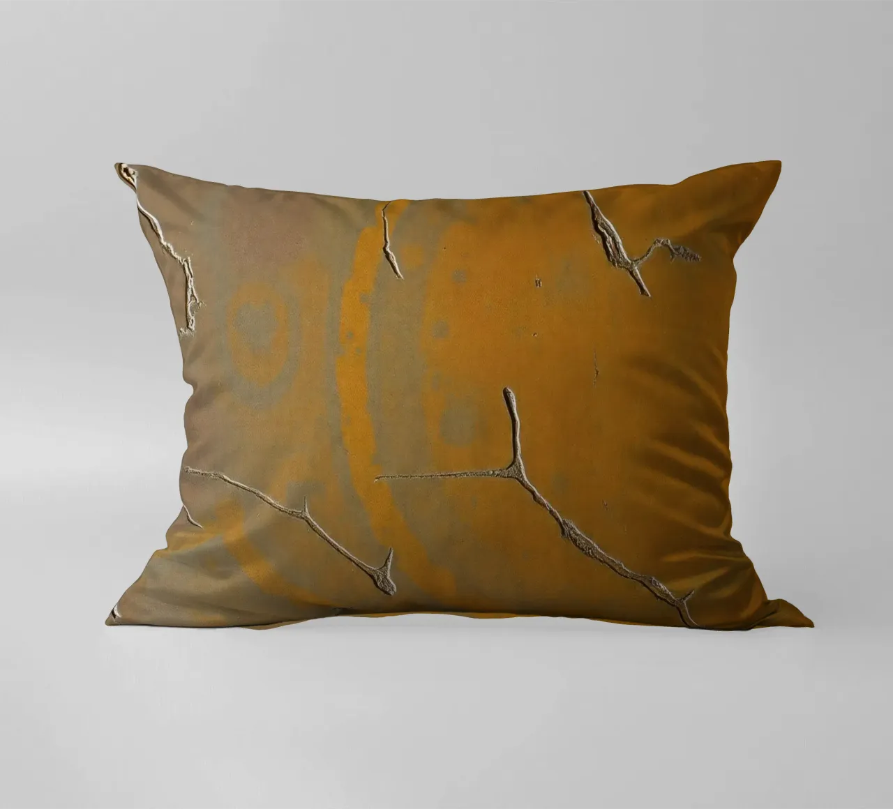 Textured surface shows cracks and patterns in warm tones decorative cushion by DesignDoodle