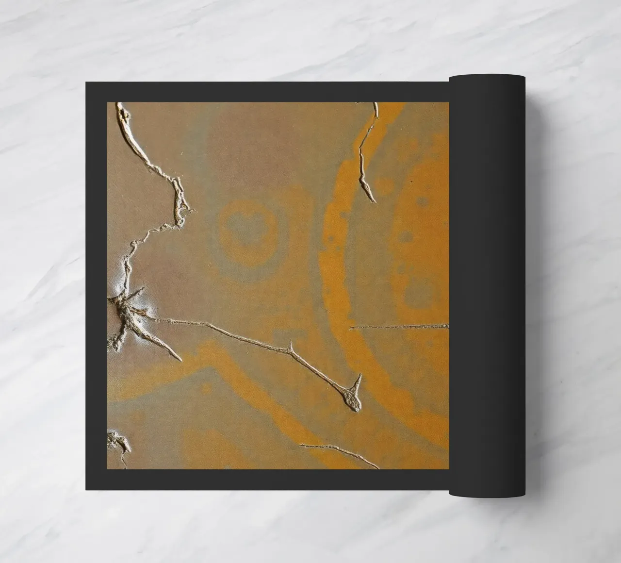 Textured surface shows cracks and patterns in warm tones doormat by DesignDoodle