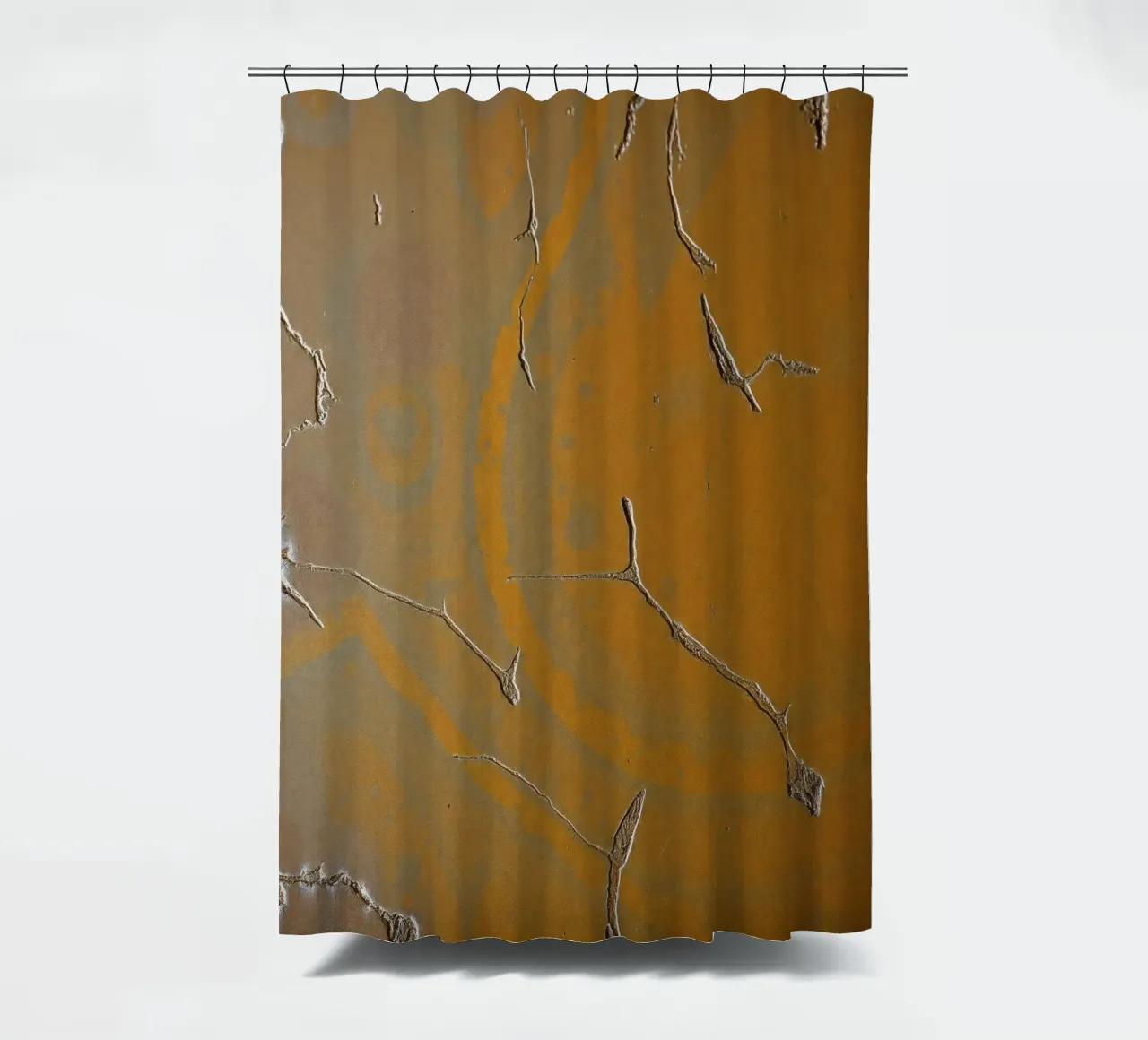 Textured surface shows cracks and patterns in warm tones shower curtain by DesignDoodle