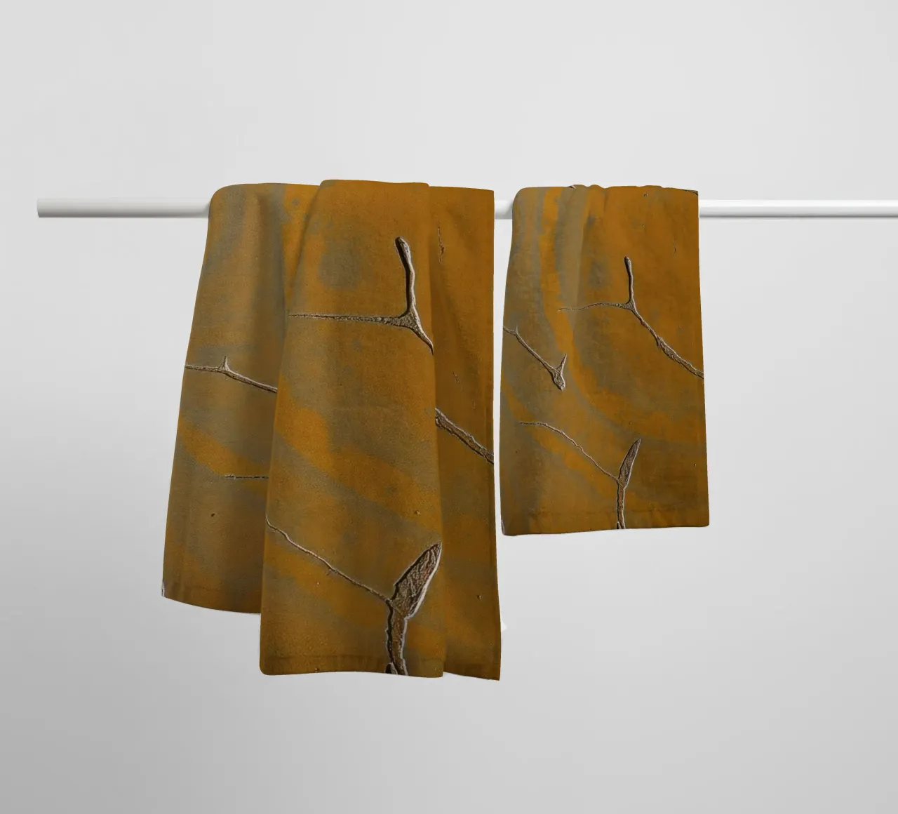 Textured surface shows cracks and patterns in warm tones towel by DesignDoodle