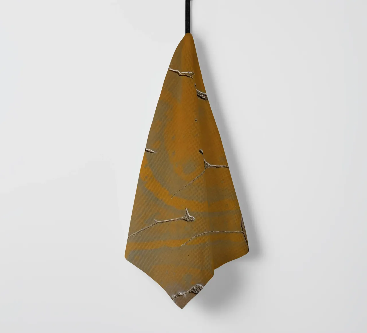 Textured surface shows cracks and patterns in warm tones tea towel by DesignDoodle