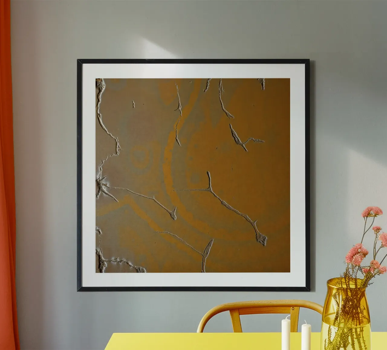 Textured surface shows cracks and patterns in warm tones hahnemühle by DesignDoodle