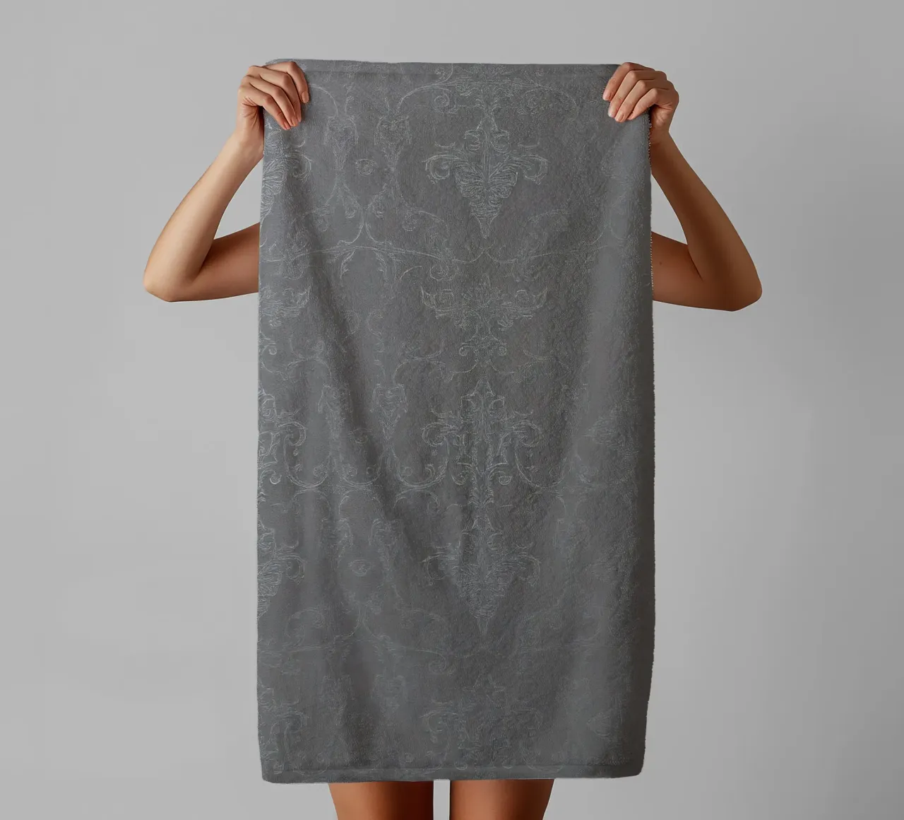 Elegant textured wallpaper with intricate pattern and subtle towel by DesignDoodle