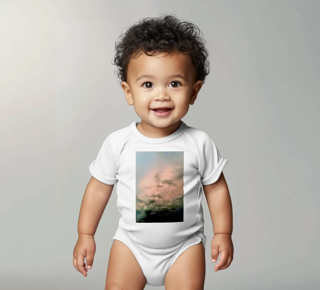Pink Epic short-sleeve baby romper by Angelo Cerantola