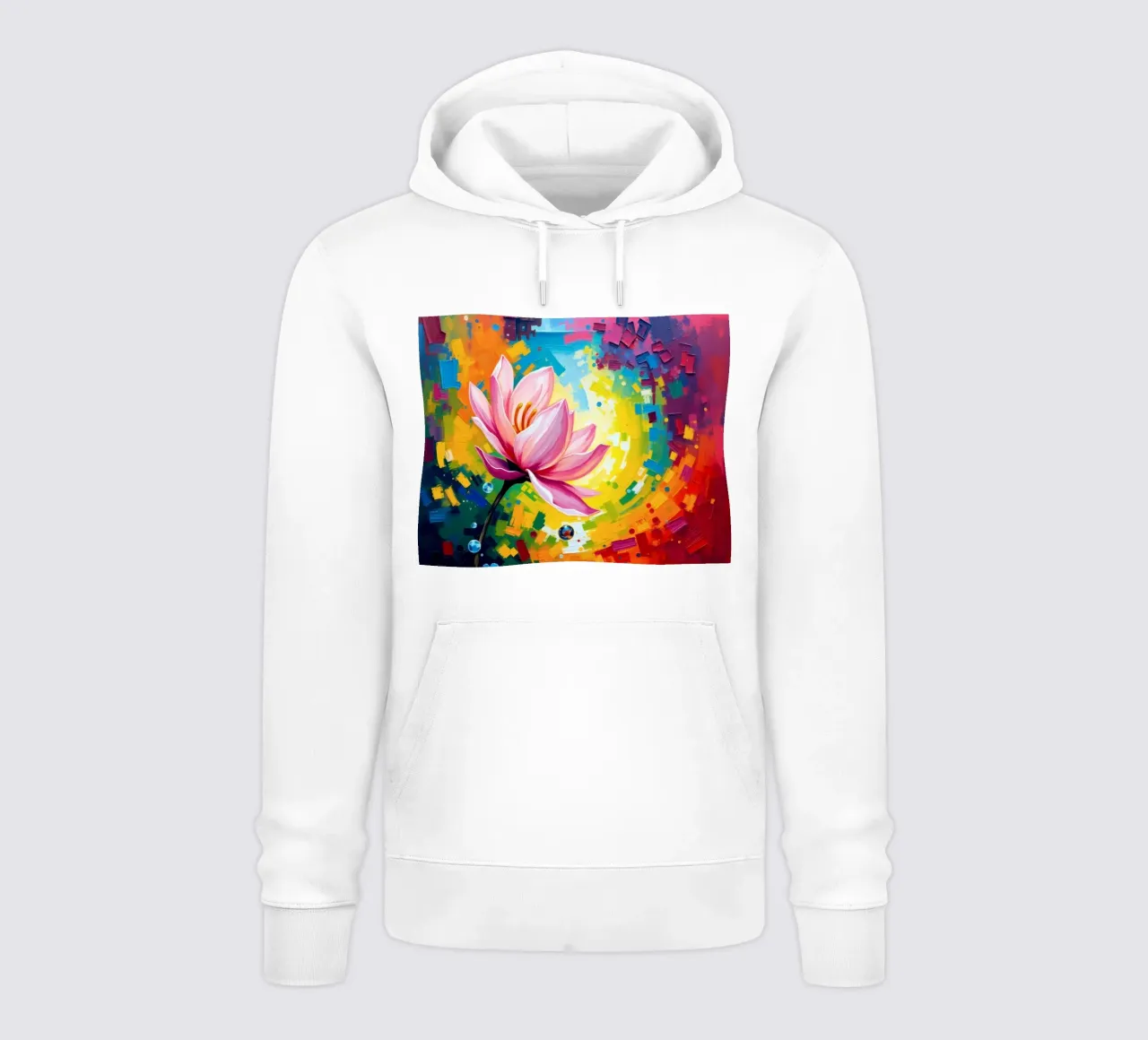 fleur de lotus s'épanouissant dans un fond d'écran abstrait et coloré sweat à capuche de DesignDoodle