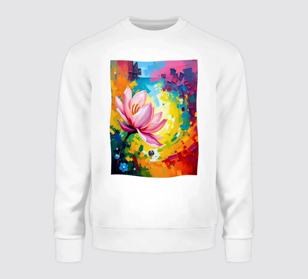 fleur de lotus s'épanouissant dans un fond d'écran abstrait et coloré sweat de DesignDoodle