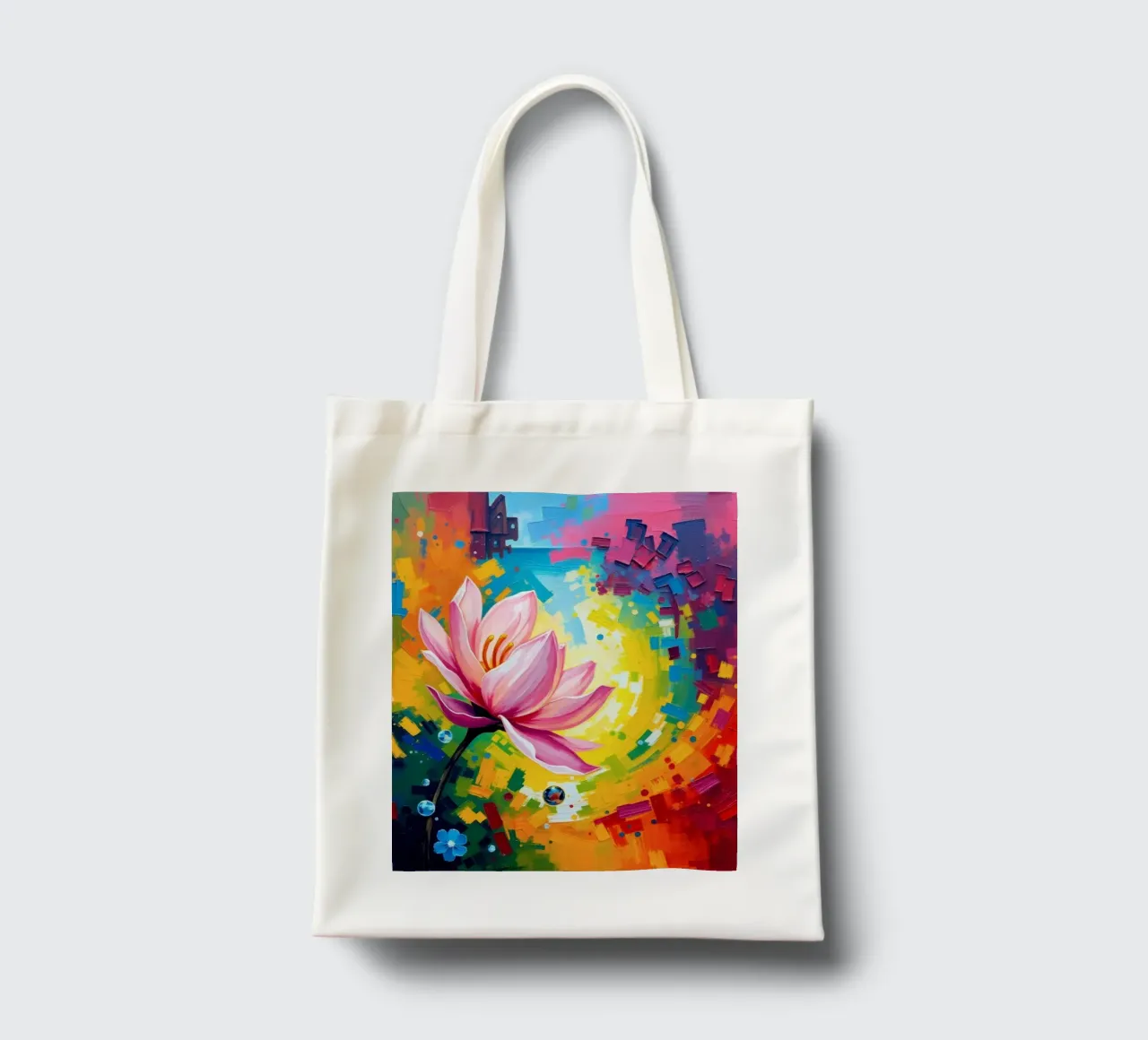 fleur de lotus s'épanouissant dans un fond d'écran abstrait et coloré tote bag de DesignDoodle