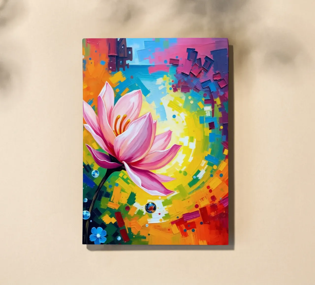 fleur de lotus s'épanouissant dans un fond d'écran abstrait et coloré carnet de notes de DesignDoodle