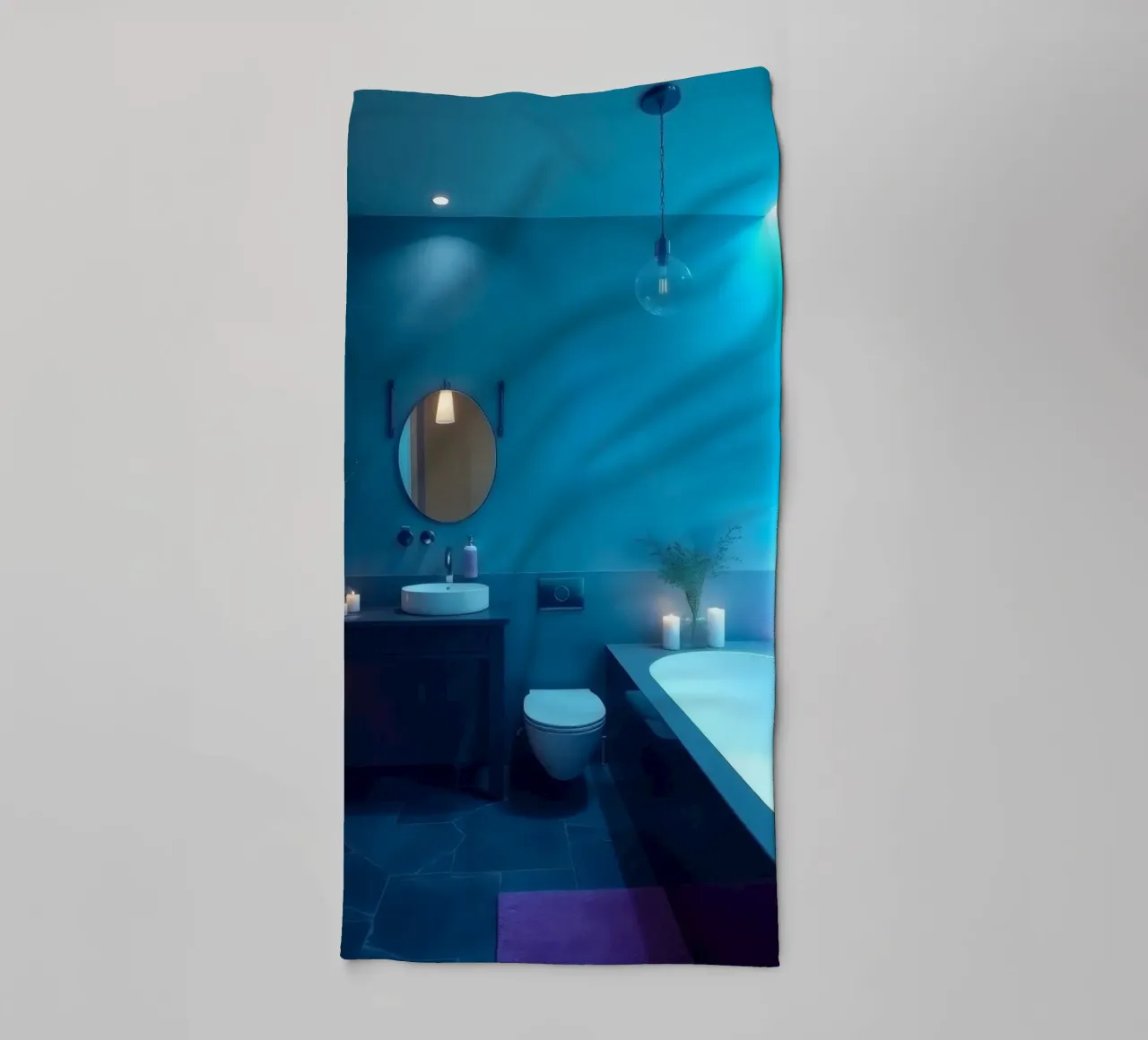 Bagno moderno con illuminazione blu asciugamano da bagno da DesignDoodle