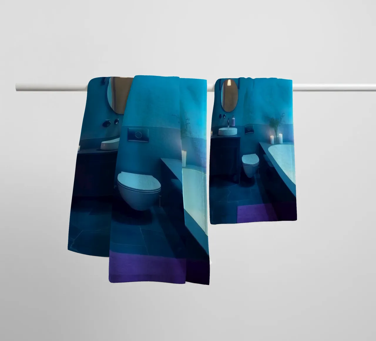 Bagno moderno con illuminazione blu asciugamano da bagno da DesignDoodle