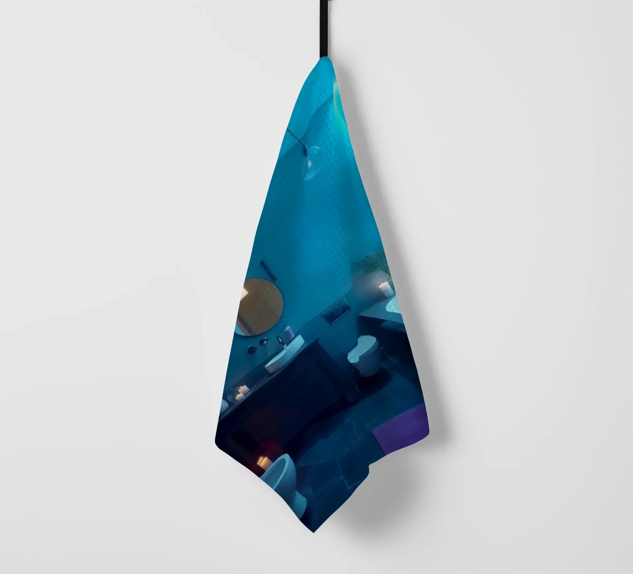 Bagno moderno con illuminazione blu canovaccio da cucina da DesignDoodle