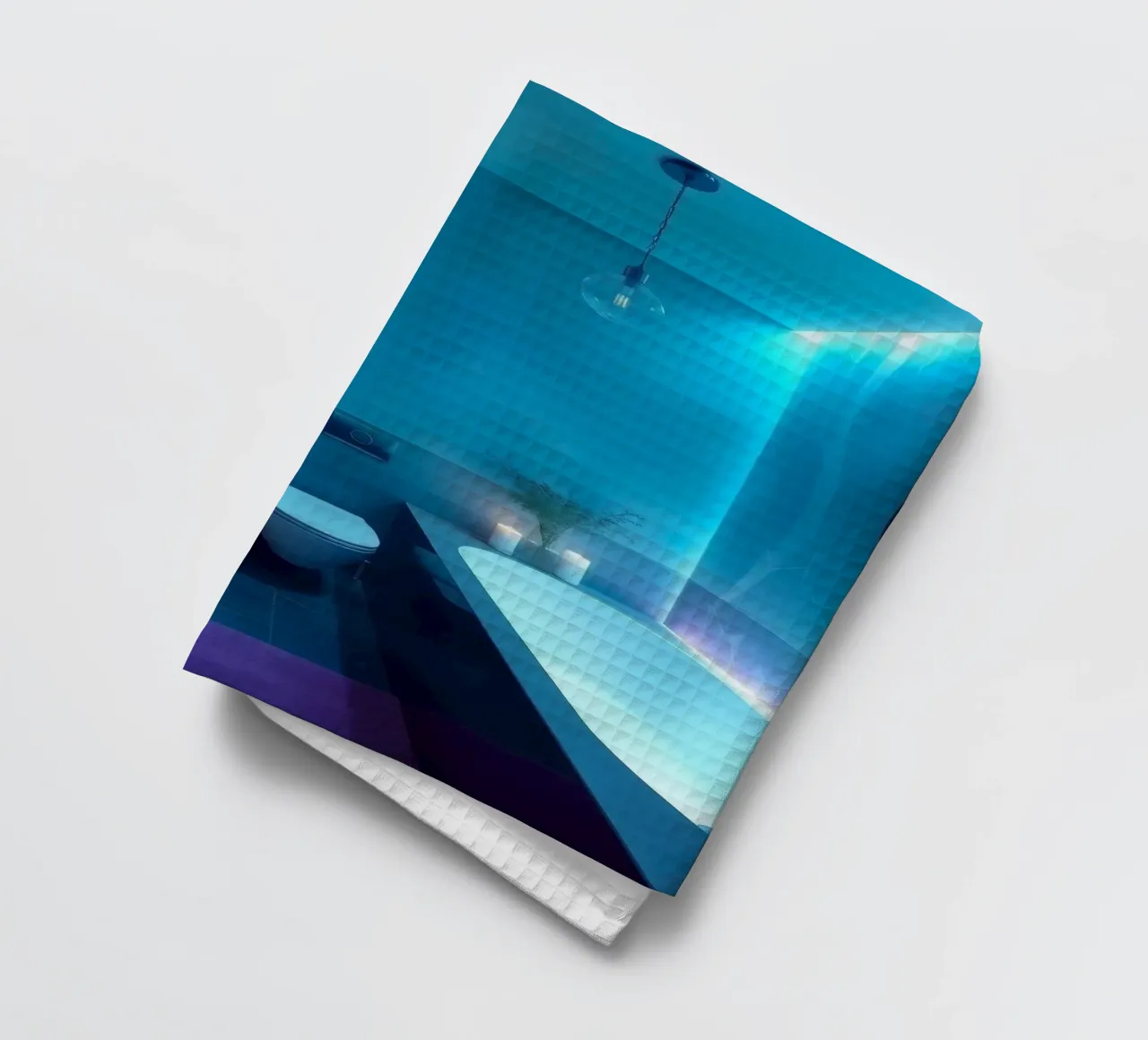 Bagno moderno con illuminazione blu canovaccio da cucina da DesignDoodle