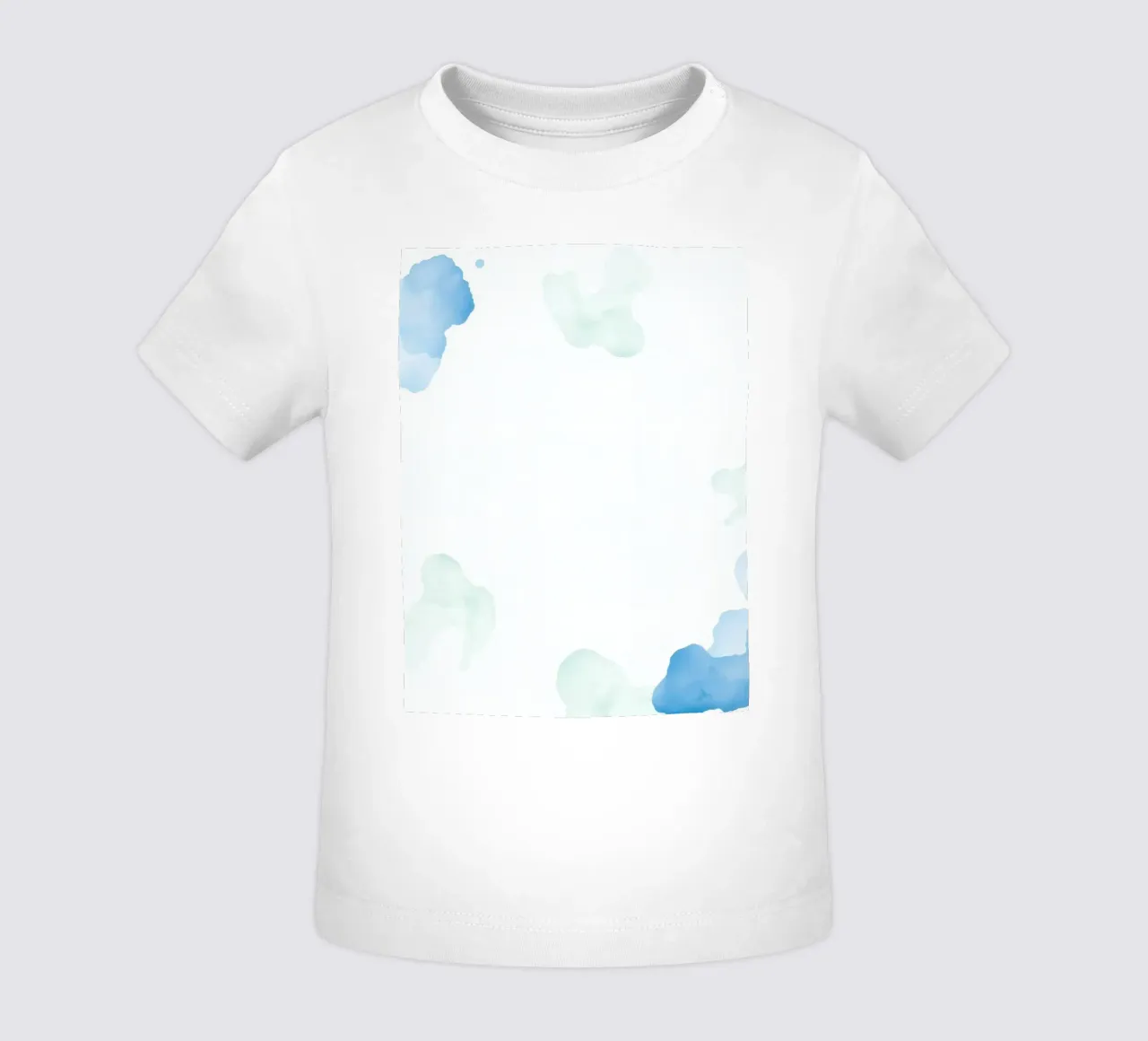 Watercolor abstract design featuring soft blues and greens baby t-shirt by DesignDoodle