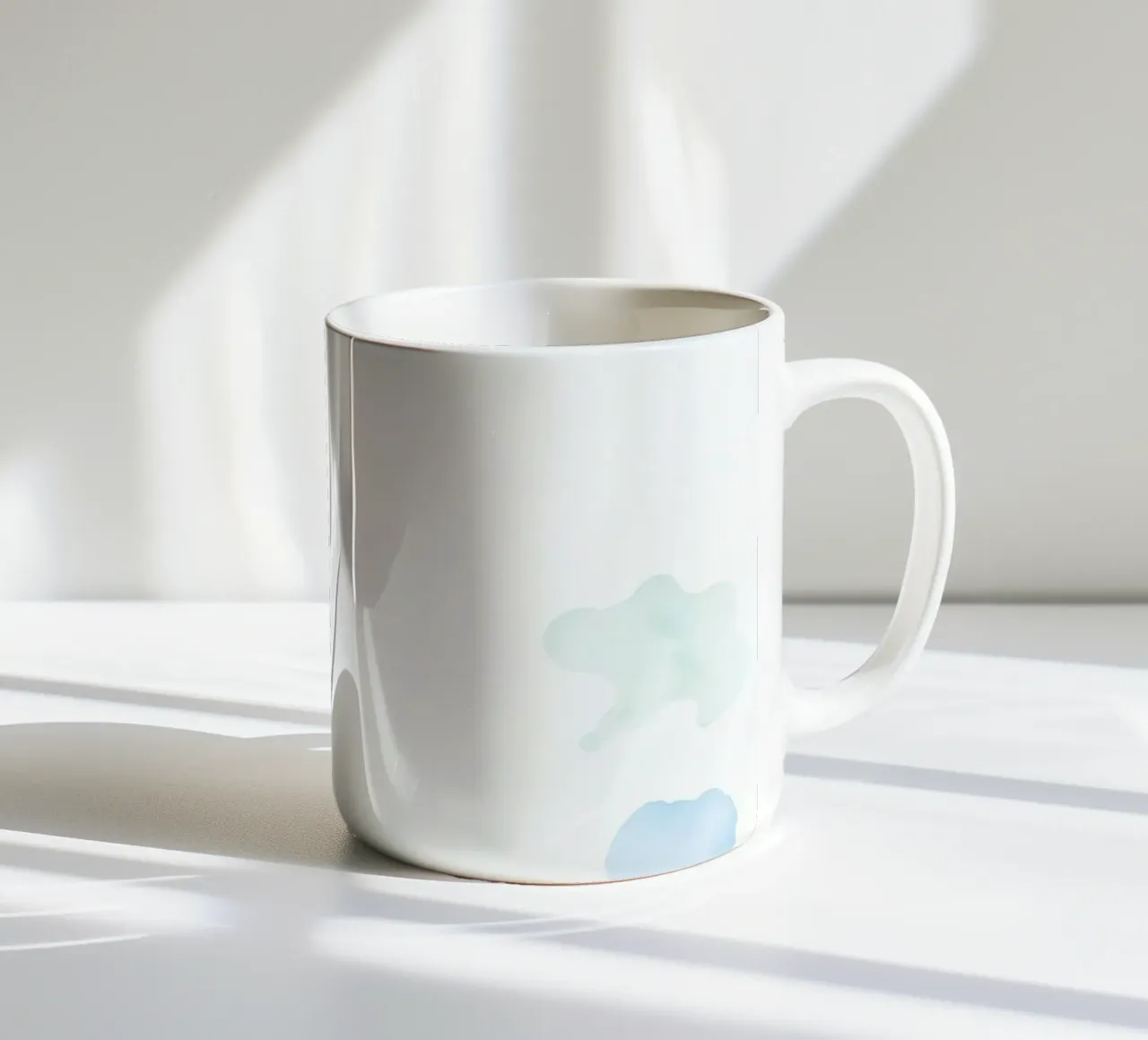 Abstract aquarelontwerp met zacht blauw en groen keramische mok van DesignDoodle