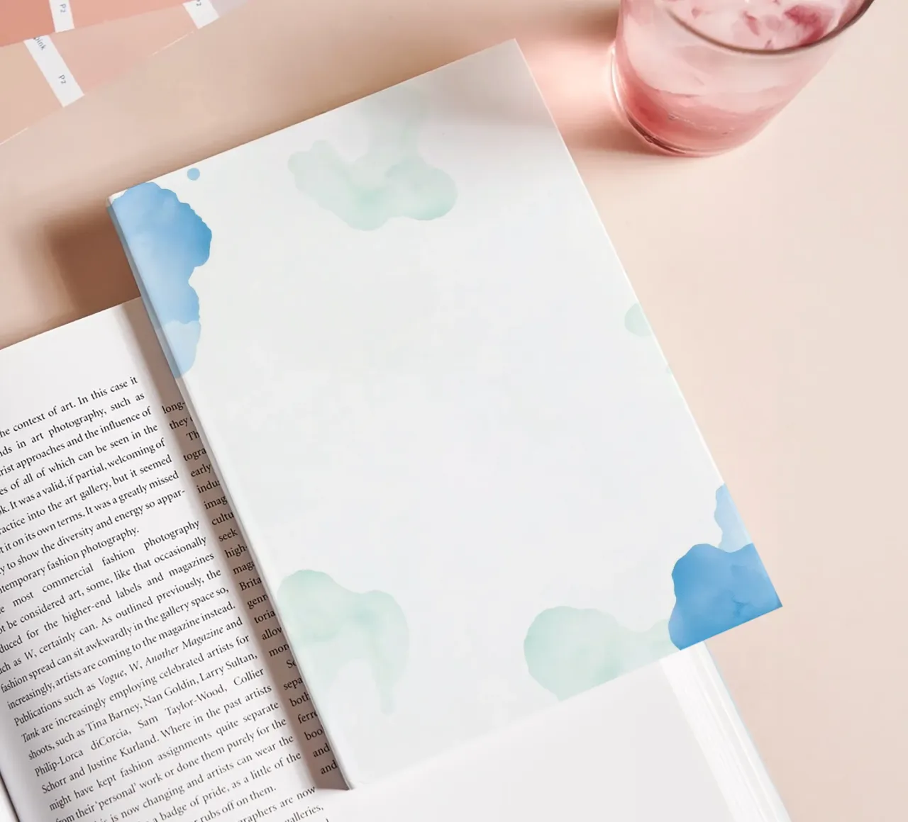 Watercolor abstract design featuring soft blues and greens notebook by DesignDoodle