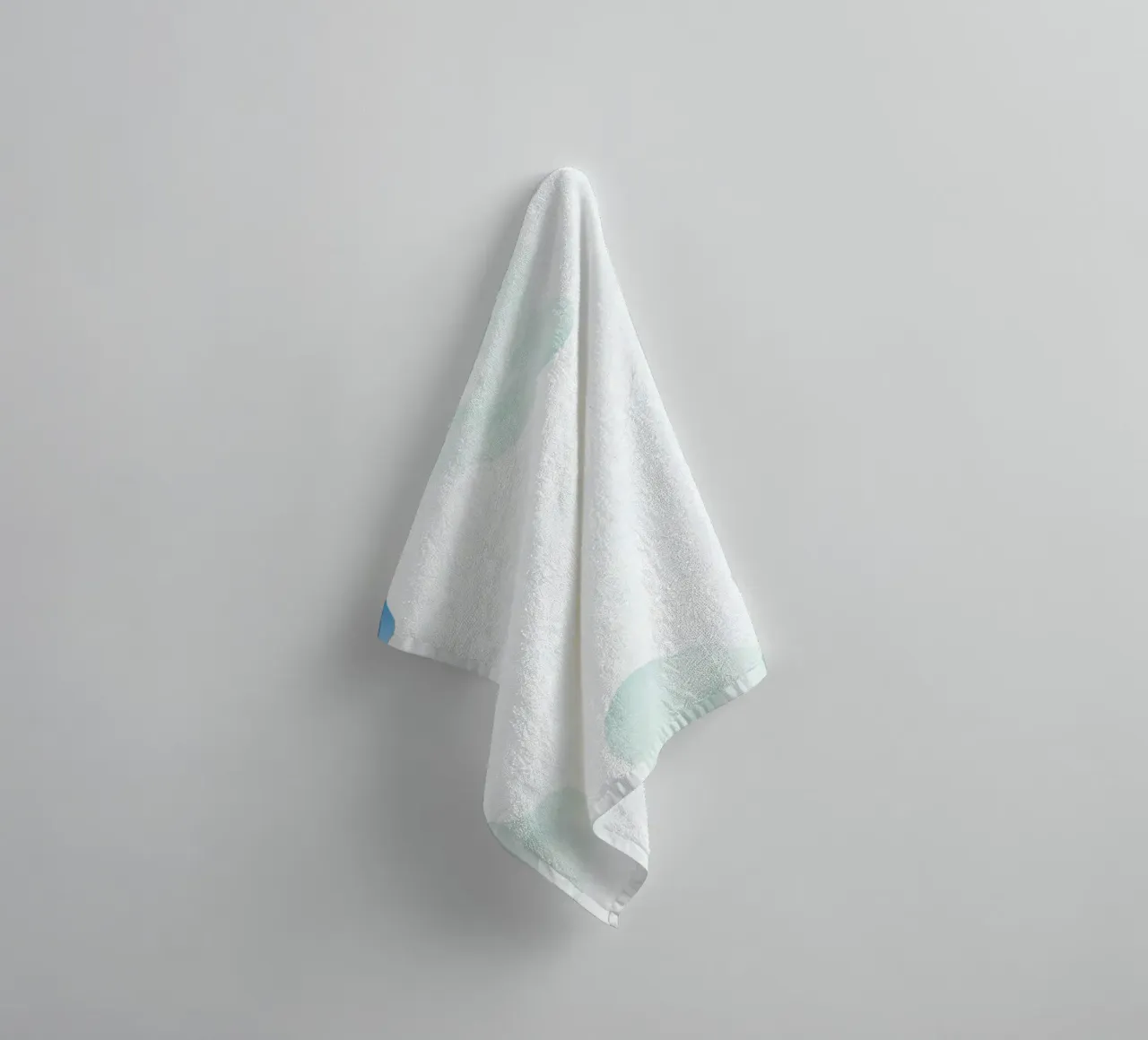 Watercolor abstract design featuring soft blues and greens towel by DesignDoodle
