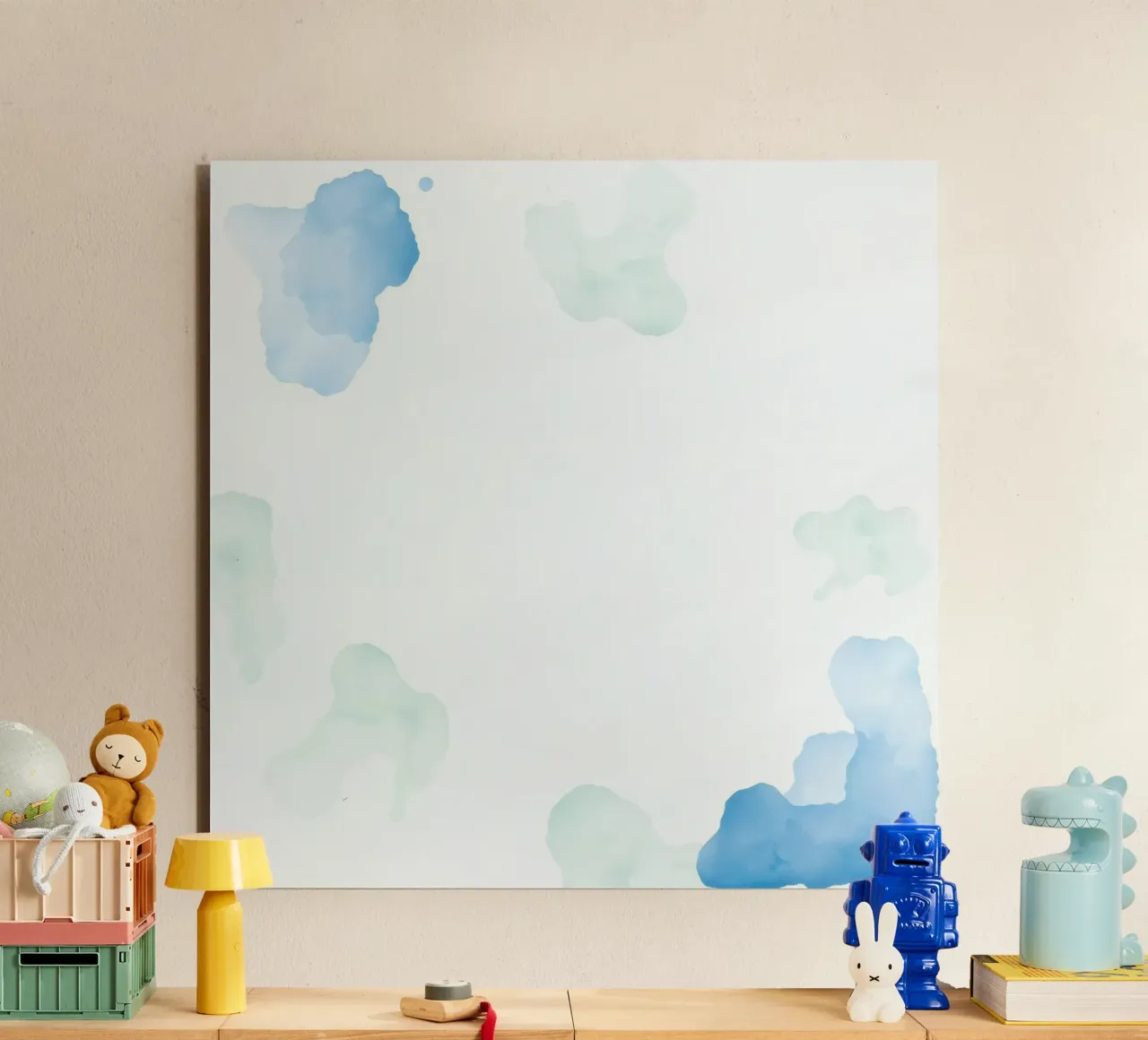 Watercolor abstract design featuring soft blues and greens forex plate by DesignDoodle