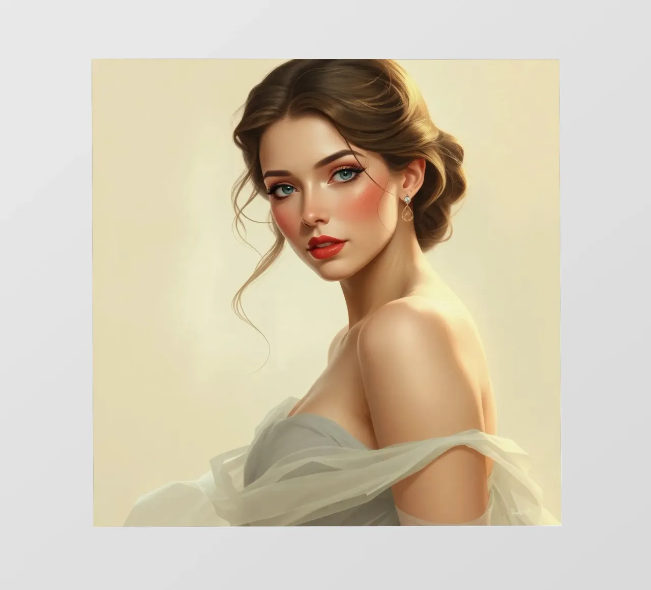 Elegant woman with soft makeup and a stylish hairstyle photo wallpaper by DesignDoodle
