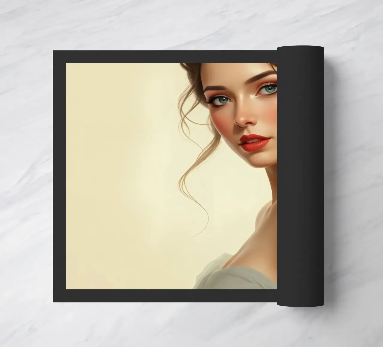 Donna elegante con un trucco morbido e un'acconciatura alla moda zerbino da DesignDoodle
