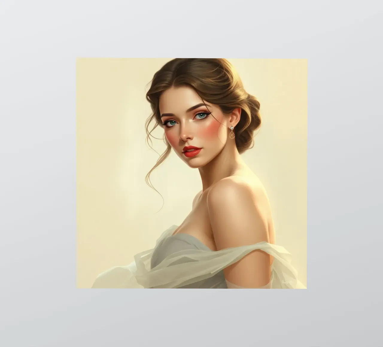 Mujer elegante con un maquillaje suave y un peinado con estilo pegatina de DesignDoodle