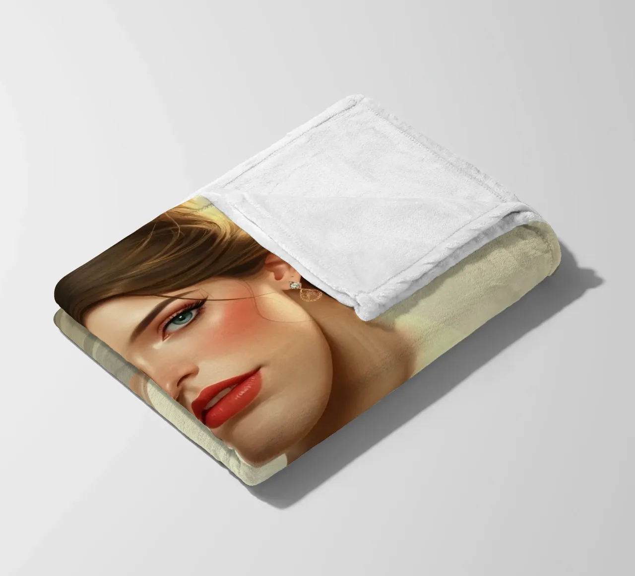 Donna elegante con un trucco morbido e un'acconciatura alla moda coperta in pile da DesignDoodle